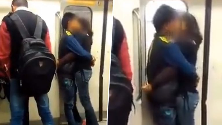 Couple Kissing in Metro: ఢిల్లీ మెట్రోలో ముద్దుల్లో మునిగిన ప్రేమజంటకు సంబంధించి మరో వీడియో ఇదిగో, పక్కన ఉన్నవారిని పట్టించుకోకుండా..