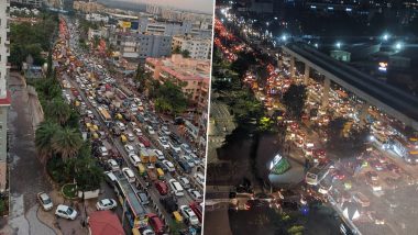 Massive Traffic Jam in Bengaluru: వరుసగా 5 రోజులు సెలవులు, బెంగళూరులో భారీగా ట్రాఫిక్‌ జామ్‌, అర్థరాత్రి వరకు రోడ్ల మీదనే జాగారం
