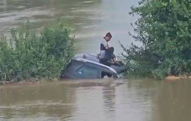 Odisha Floods: భారీ వరదలకు కొట్టుకుపోయిన కారు, చెట్టు అడ్డం రావడంతో వెంటనే ఎక్కి ప్రాణాలు కాపాడుకున్న ఇద్దరు వ్యక్తులు