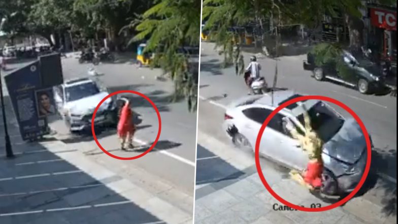 Road Accident Video: షాకింగ్ వీడియో ఇదిగో, రోడ్డు మీద వెళుతున్న మహిళను తీవ్రంగా ఢీకొట్టిన కారు, తీవ్ర గాయాల పాలైన బాధితురాలు