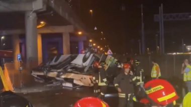Italy Bus Accident Videos: అతి వేగంతో వచ్చి బ్రిడ్జిపై నుంచి కింద పడిపోయిన బస్సు, ఇద్దరు పిల్లలు సహా 21 మంది అక్కడికక్కడే దుర్మరణం