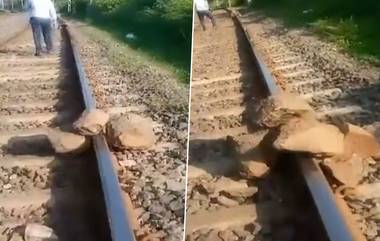 Boulders on Railway Track: పూణె-ముంబై మార్గంలో రైలు పట్టాలపై బండరాళ్లు పెట్టిన దుండగులు.. గుర్తించి తొలగించిన రైల్వే సిబ్బంది.. తృటిలో తప్పిన పెను ప్రమాదం.. వీడియో ఇదిగో!