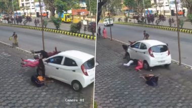 Road Accident Video: పుట్‌పాత్ మీద జాగ్రత్తగా నడుస్తున్న వారిని కూడా వెంటాడిన రోడ్డు ప్రమాదం, కారు వేగంగా వచ్చి ఎలా గుద్దిందో చూడండి