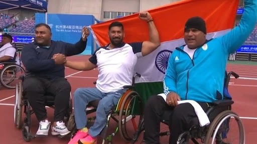 Asian Para Games 2023: ఆసియా పారా గేమ్స్‌, పురుషుల ఎఫ్-55 జావెలిన్ త్రోలో బంగారు పతకం సాధించిన నీరజ్ యాదవ్, కాంస్య పతకం సాధించిన టేక్ చంద్