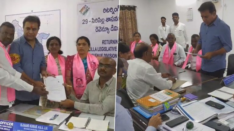Telangana Elections 2023: వరుసగా 5వ సారి బరిలో, సిరిసిల్ల‌లో నామినేష‌న్ దాఖ‌లు చేసిన మంత్రి కేటీఆర్, ప్ర‌గ‌తి భ‌వ‌న్‌లో ప్ర‌త్యేక పూజ‌లు
