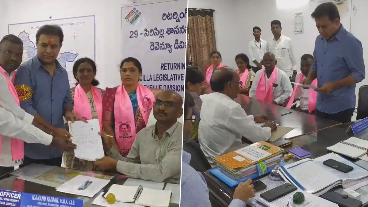 Telangana Elections 2023: వరుసగా 5వ సారి బరిలో, సిరిసిల్ల‌లో నామినేష‌న్ దాఖ‌లు చేసిన మంత్రి కేటీఆర్, ప్ర‌గ‌తి భ‌వ‌న్‌లో ప్ర‌త్యేక పూజ‌లు