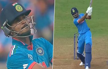 Shreyas Iyer Six Video: శ్రేయస్‌ అయ్యర్‌ భారీ సిక్స్ వీడియో ఇదిగో, 106 మీటర్ల దూరం వెళ్లిన బంతి, వన్డే వరల్డ్‌కప్ 2023లో లాంగెస్ట్ సిక్స్ ఇదే..