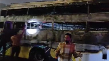 Bus Catches Fire: ఢిల్లీ - జైపూర్ హైవేపై స్లీపర్ బస్సులో చెలరేగిన మంటలు, నిద్రలోనే ఇద్దరు సజీవ దహనం, పలువురికి తీవ్ర గాయాలు