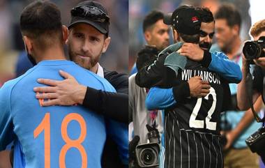 Virat Kohli Hugging Kane Williamson: అప్పుడు విలియమ్స్, ఇప్పుడు కోహ్లీ, స్నేహితులిద్దరూ గుండెలకు హత్తుకుని ఓదార్చుకుంటున్న ఫోటోలను షేర్ చేసిన ఐసీసీ