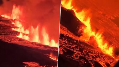 Volcano Lava Live Video: బడబాగ్ని లావాను వెదజల్లుతూ పేలిపోయిన అగ్నిపర్వతం.. 4 కిలోమీటర్ల వరకూ విస్తరించిన లావా.. ఐస్ ల్యాండ్ లో ఘటన (వీడియో)