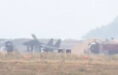 MiG-29K Aircraft Tyre Burst: వీడియో ఇదిగో, టేకాఫ్ అవుతుండగా పెద్ద శబ్దంతో పేలిన MiG-29K యుద్ధ విమానం టైరు