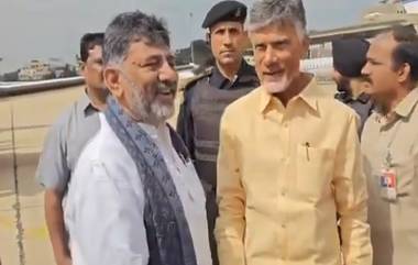 DK Shivakumar Meets Chandrababu: వీడియో ఇదిగో, చంద్రబాబును కలిసిన డీకే శివకుమార్‌, పక్కకు వెళ్లి కాసేపు ముచ్చటించుకున్న ఇరువురు నేతలు