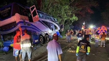 Thailand Bus Accident: అతివేగంతో అర్థరాత్రి చెట్టును ఢీకొట్టి రెండు ముక్కలైన బస్సు, 14 మంది అక్కడికక్కడే మృతి, మరో 24 మందికి గాయాలు