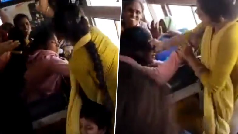 Women Fight in RTC Bus Video: వీడియో ఇదిగో, ఆర్టీసీ బస్సులో సీటు కోసం జుట్టు పట్టుకుని చితగొట్టుకున్న మహిళలు