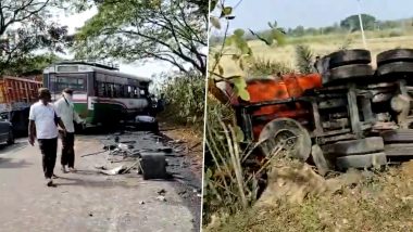 TSRTC Bus Collides with Oil Tanker: హన్మకొండలో ఆర్టీసీ బస్సును ఢీకొట్టిన ఆయిల్‌ ట్యాంకర్‌, 12 మందికి గాయాలు, బస్సులో 70 మంది ప్రయాణికులు