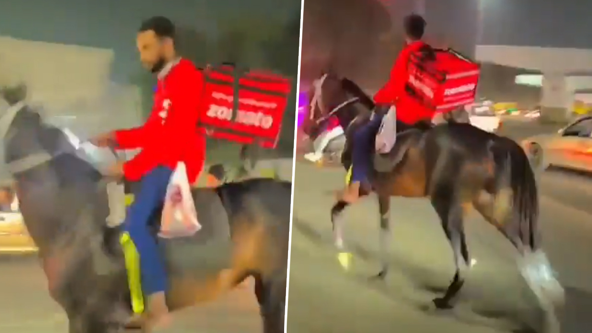 Zomato Rider On Horse Video: పెట్రోల్ లేకపోతే ఏంటి? గుర్రం ఉంది కదా! గుర్రంపై వెళ్లి ఫుడ్ డెలివరీ చేసిన వ్యక్తి, సోషల్ మీడియాలో వైరల్ వీడియో