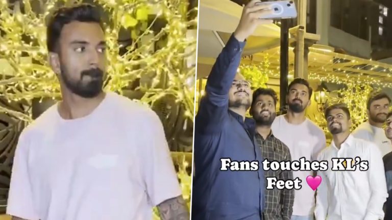 Fan Touches KL Rahul's Feet Video: కెఎల్ రాహుల్ కాళ్లను తాకి నమస్కరించిన అభిమాని, సోషల్ మీడియాలో వీడియో వైరల్