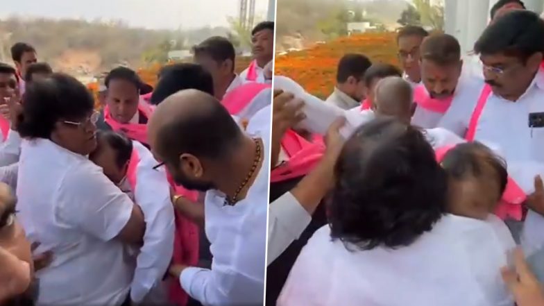 Mahmood Ali Faints Video: కేటీఆర్ జాతీయ జెండా ఎగరేస్తుండగా..స్పృహతప్పి పడిపోయిన తెలంగాణ మాజీ హోం మంత్రి మహమూద్ అలీ, వీడియో ఇదిగో..