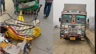 UP Road Accident Video: ఘోర రోడ్డు ప్రమాదం వీడియో ఇదిగో, ఆటోను ట్రక్కు ఢీకొన్న ఘటనలో 12 మంది మృతి, యూపీలో విషాదకర ఘటన