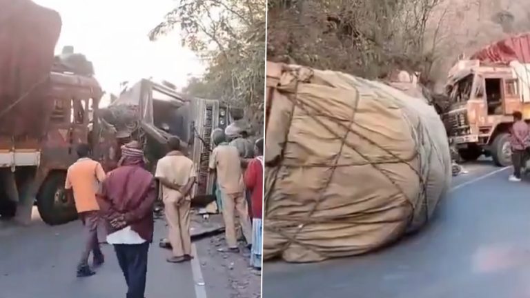 Andhra Pradesh Road Accident: నల్లమల ఘాట్‌లో ఘోర రోడ్డు ప్రమాదం, ఎదురెదురుగా వచ్చి ఢీకొన్న రెండు లారీలు, వీడియో ఇదిగో..
