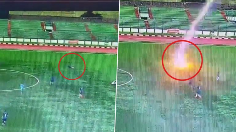 Footballer Dies by Lightning: మ్యాచ్ ఆడుతుండగా ఆటగాడిపై పడిన పిడుగు, స్టేడియంలోనే కుప్పకూలి మృతి చెందిన పుట్ బాల్ ఆటగాడు, షాకింగ్ వీడియో ఇదిగో