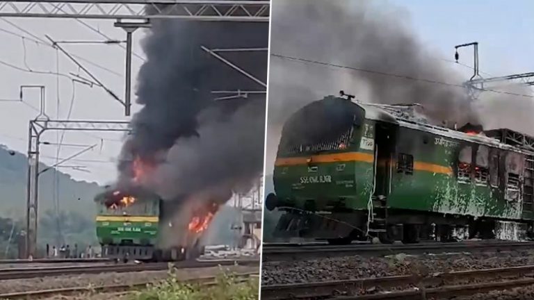 Train on Fire in Odisha: ఒడిశాలో రైలు ఇంజిన్‌లో చెలరేగిన మంటలు, అప్రమత్తమైన రైల్వే అధికారులు, వీడియో ఇదిగో..