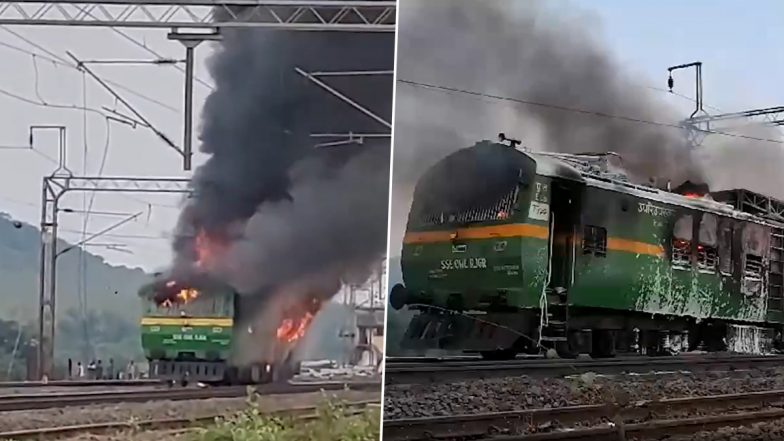 Train on Fire in Odisha: ఒడిశాలో రైలు ఇంజిన్‌లో చెలరేగిన మంటలు, అప్రమత్తమైన రైల్వే అధికారులు, వీడియో ఇదిగో..