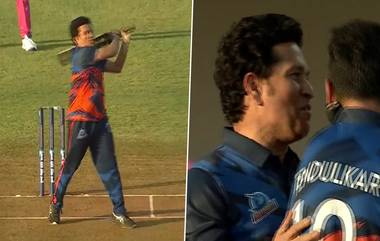 Sachin Tendulkar Six Video: సచిన్ టెండూల్కర్‌ భారీ సిక్సర్ బాదిన వీడియో ఇదిగో, బాలీవుడ్ హీరో అక్షయ్ కుమార్ బౌలింగ్‌ని ఉతికి ఆరేసిన లిటిల్ మాస్టర్