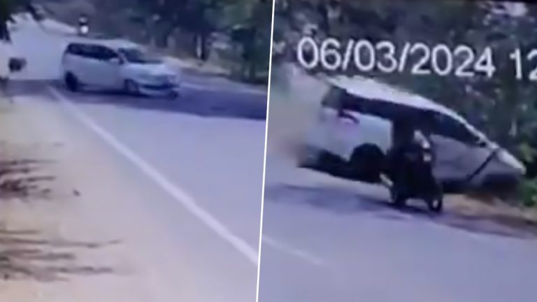 Car Accident Caught on Camera: కారు వేగంగా వచ్చి చెట్టును ఎలా ఢీకొట్టిందో చూడండి, ఖమ్మం జిల్లాలో రోడ్డు ప్రమాదంలో యువకుడు మృతి