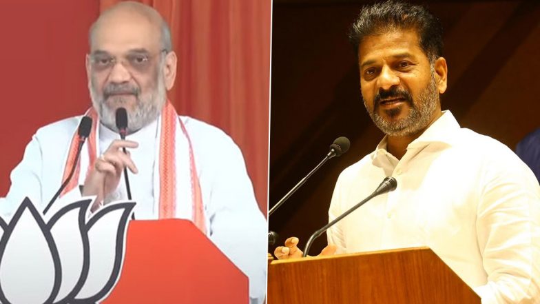 Amit Shah Slams Congress: తెలంగాణ గడ్డ మీద నుంచి సీఎం రేవంత్ రెడ్డికి సవాల్ విసిరిన కేంద్ర హోం మంత్రి అమిత్ షా, 12 కంటే ఎక్కువ ఎంపీ సీట్లు గెలిపించి చూపించాలని బీజేపీ శ్రేణులకు పిలుపు
