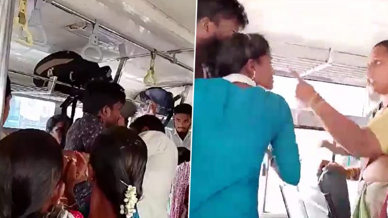 Women Fight in RTC Bus: ఆర్టీసీ బస్సులో భార్యల సీటు కోసం చెప్పులతో దారుణంగా కొటుకున్న భర్తలు, వీడియో సోషల్ మీడియాలో వైరల్