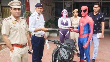 Spider-Man Fined in Delhi: ఢిల్లీలో 'స్పైడర్ మ్యాన్'కి జరిమానా, సూపర్‌హీరో దుస్తులు ధరించి డేంజరస్ బైక్ స్టంట్ చేసిన యువతీయువకులు