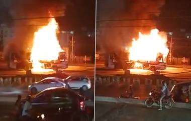 Fire Accident: ప్రైవేట్ బస్సులో మంటలు.. దగ్ధమైన బస్సు.. కొంపల్లి డిలైట్ కిచెన్ ఎదురుగా అగ్ని ప్రమాదం (వీడియో వైరల్)