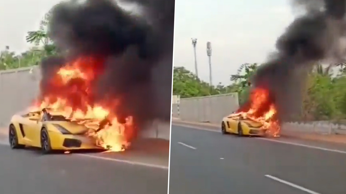 Lamborghini Car Fire Video: తీసుకున్న అప్పు తిరిగి ఇవ్వలేదని రూ. 3 కోట్ల లంబోర్గిని స్పోర్ట్స్​ కారును తగలబెట్టేశారు, సోషల్ మీడియాలో వైరల్ అవుతున్న వీడియో ఇదిగో..