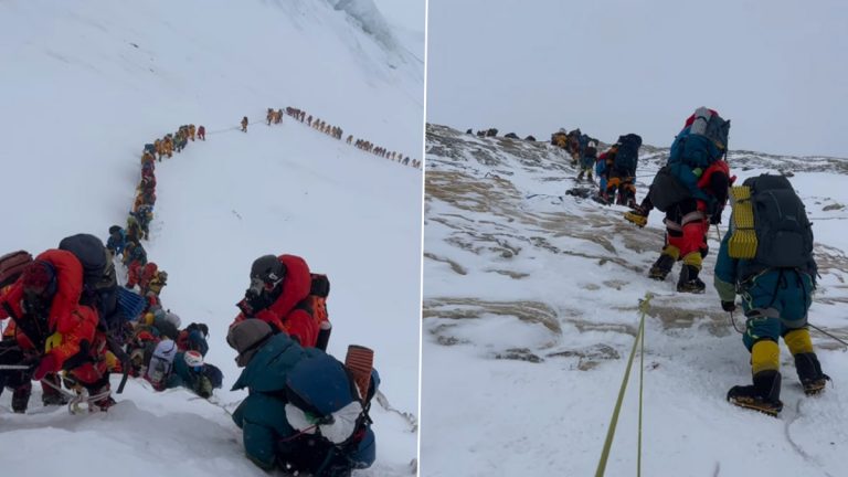 'Taffic Jam' On Mount Everest: మౌంట్ ఎవరెస్ట్ మీద భారీగా ట్రాఫిక్ జాం, సోషల్ మీడియాలో వీడియో వైరల్,