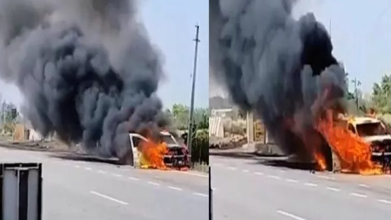 Car Catches Fire Video: వీడియో ఇదిగో, నడిరోడ్డు మీద నిమిషాల్లోనే దగ్ధమైన రన్నింగ్ కారు, డ్రైవర్ అప్రమత్తం కావడంతో ప్రయాణికులంతా సేఫ్