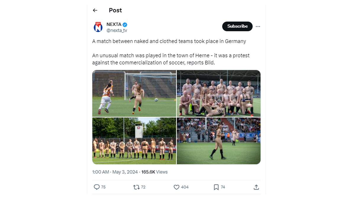 Naked Football Match: ఒంటి మీద నూలు పోగు లేకుండా నగ్నంగా పుట్&zwnj;బాల్ మ్యాచ్, ఫోటోలు సోషల్ మీడియాలో వైరల్