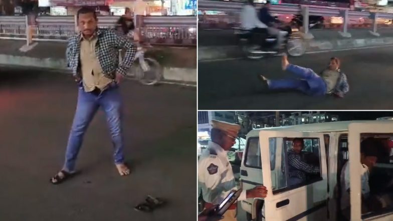 Viral Video: వీడియో ఇదిగో, మద్యం మత్తులో తూలుతూ వాహనదారులను బెంబేలెత్తించిన మందుబాబు