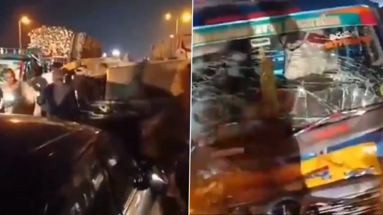 Andhra Pradesh Road Accident: గుంటూరు జిల్లాలో ఘోర రోడ్డు ప్రమాదం వీడియో ఇదిగో, ఆగి ఉన్న ట్రక్కును ఢీకొట్టిన కారు, దాని వెనుకే టాటా ఏస్ వాహనం, ఇద్దరు మృతి, 15 మందికి గాయాలు