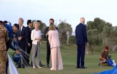 Joe Biden's 'Awkward' Moment at G7 Summit: జీ7 సమ్మిట్‌లో జో బైడెన్ వింత ప్రవర్తన వీడియో వైరల్, అమెరికా అధినేత ప్రవర్తనపై సోషల్‌ మీడియాలో పెద్ద ఎత్తున చర్చ