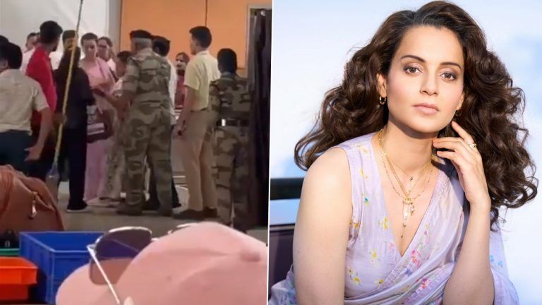 CISF Constable Slaps Kangana Ranaut: వీడియో ఇదిగో, కంగనారనౌత్ చెంప పగలగొట్టిన CISF కానిస్టేబుల్, రైతులను ఖలిస్తానీలు అని పిలిచినందుకు దాడి